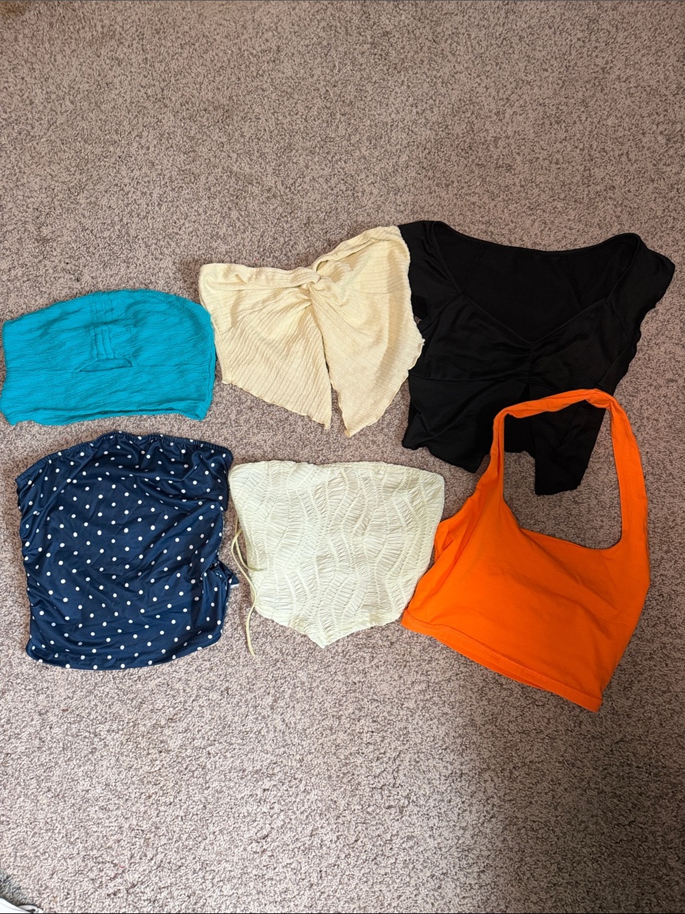 SHEIN Women’s Crop Top Bundle - Orange, Black, Teal, Navy, Cream